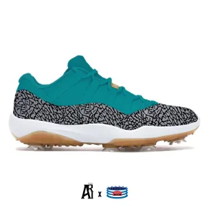 "Teal Cement" Jordan 11 Retro Low Golf Shoes