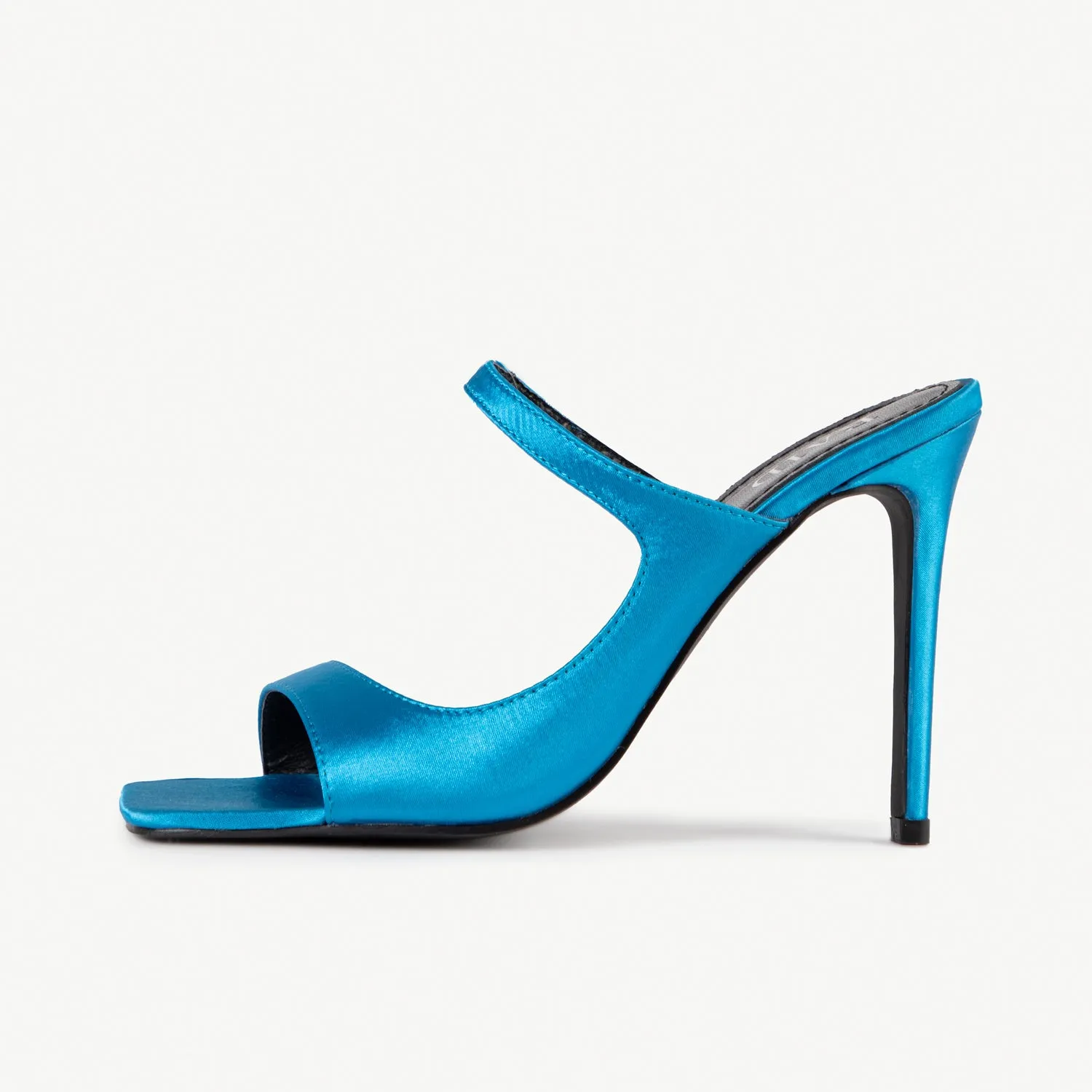 RAID Pansie Heeled Mule in Blue Satin