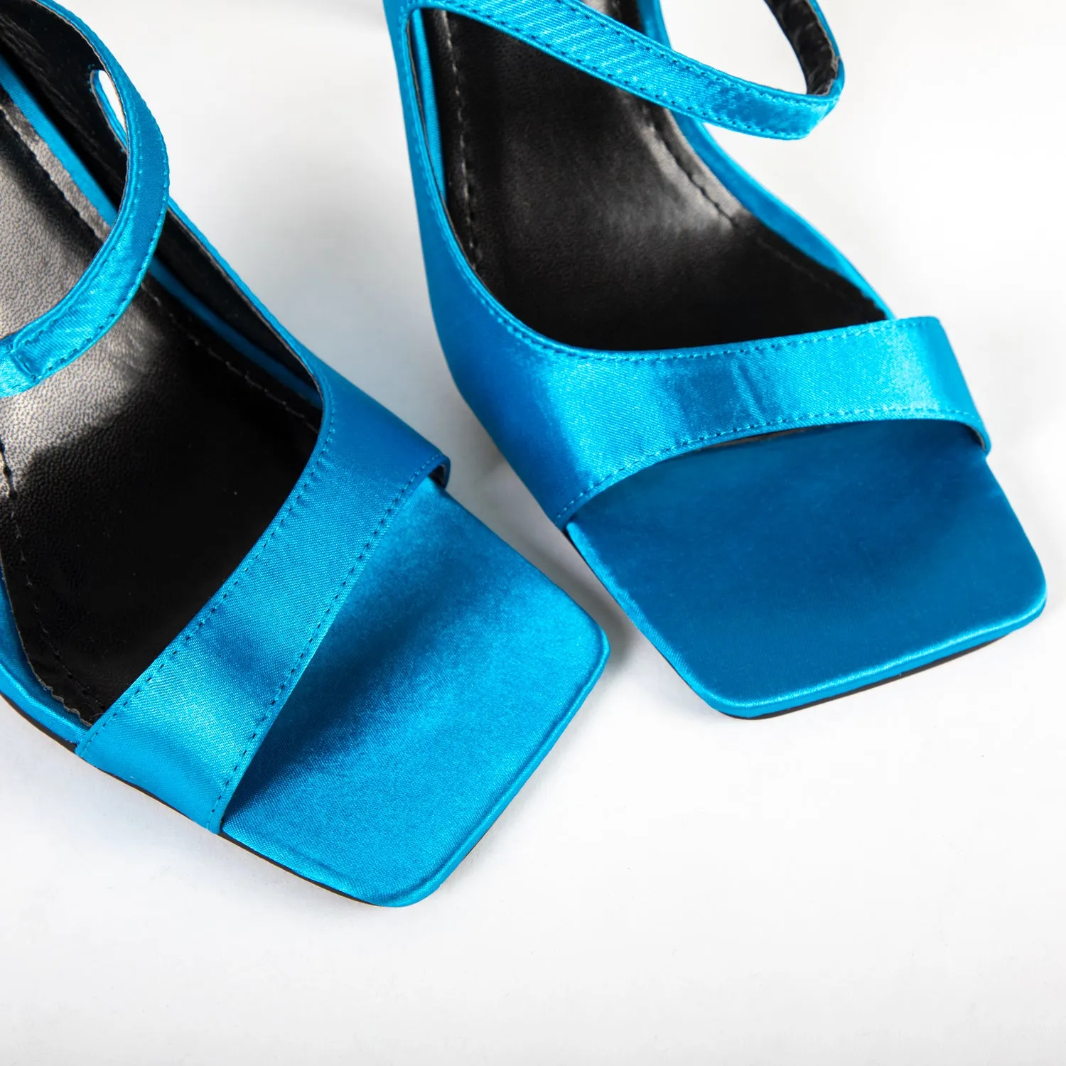 RAID Pansie Heeled Mule in Blue Satin