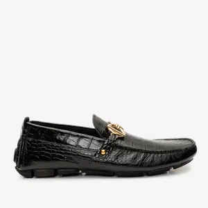 The Pisa Black Leather Bit Drive Loafer Men Shoe