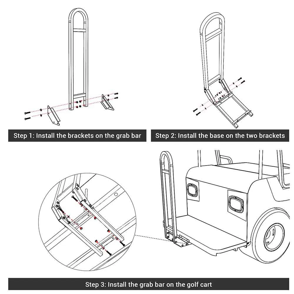 TheLAShop Handrail Grab Bar for Golf Cart Rear Seat EZGO Madjax Genesis 150