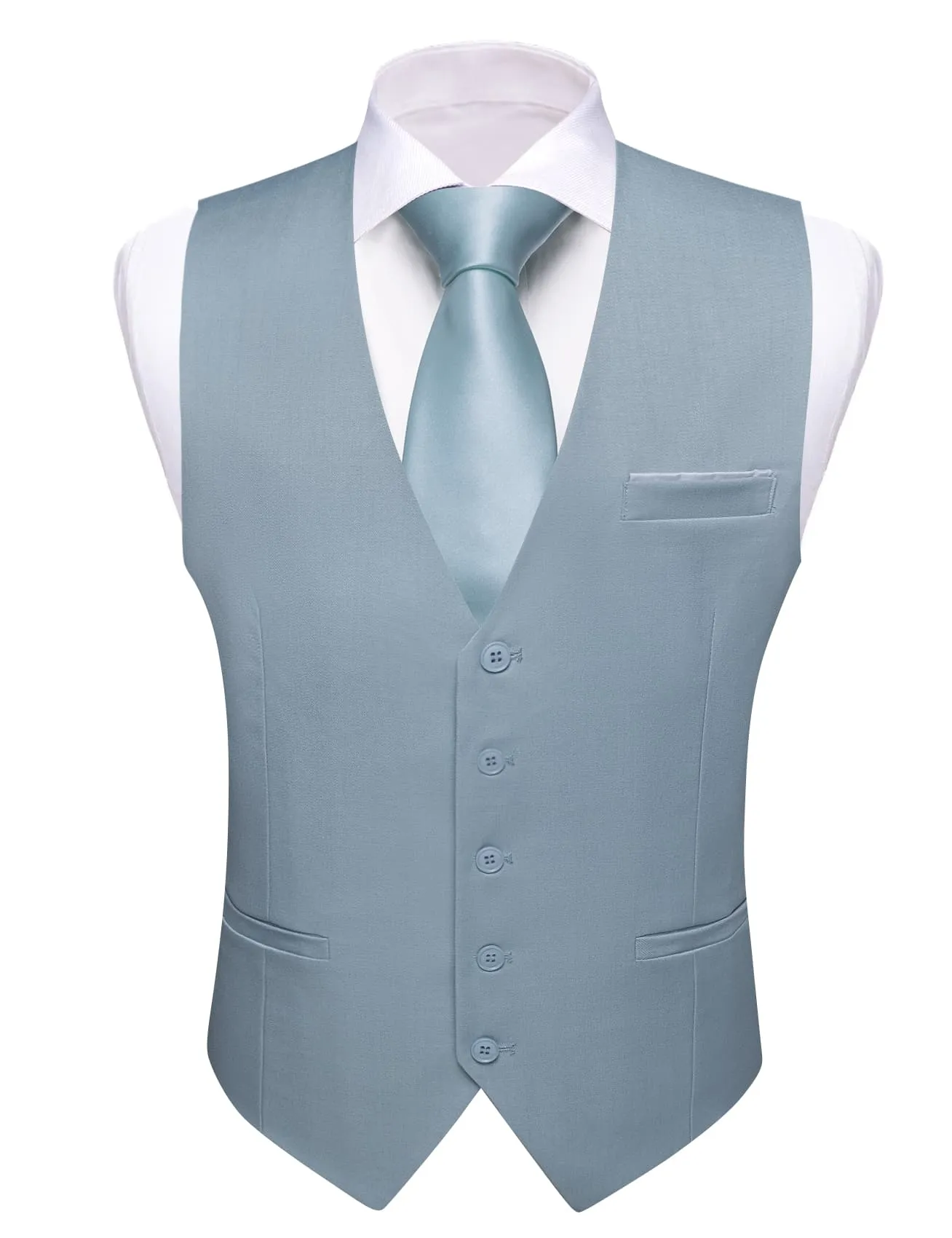 Ties2you Work Vest Cadet Grey Solid Button Silk Mens Dress Vest Jacket for Business