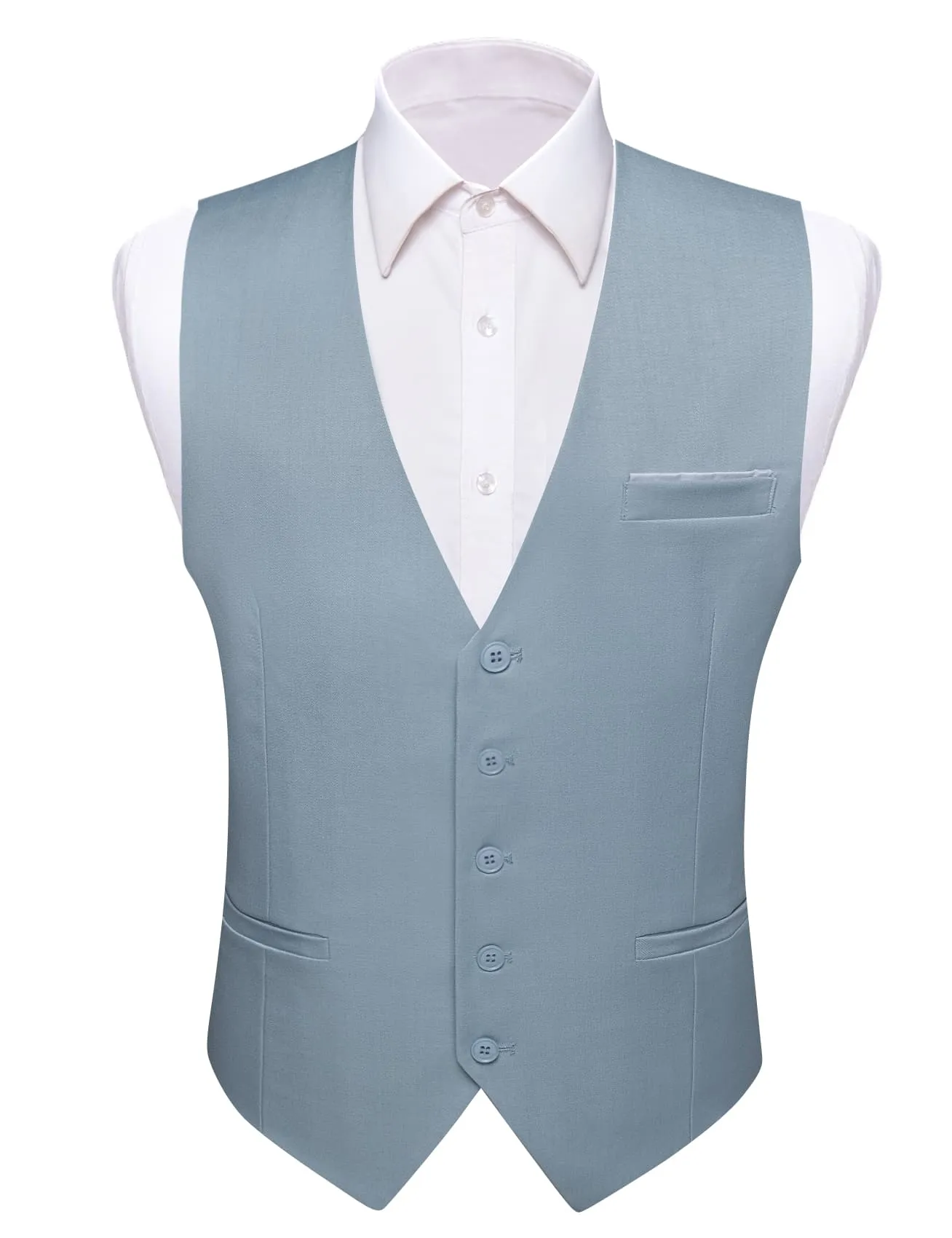 Ties2you Work Vest Cadet Grey Solid Button Silk Mens Dress Vest Jacket for Business