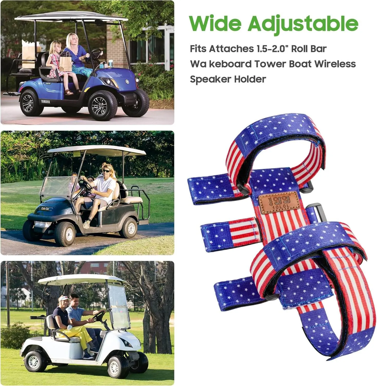 Universal Portable Speaker Stand Compatible with Golf Cart Accessories, Removable Stand Strap