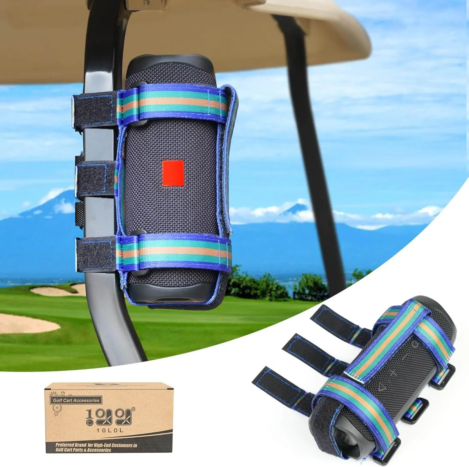 Universal Portable Speaker Stand Compatible with Golf Cart Accessories, Removable Stand Strap