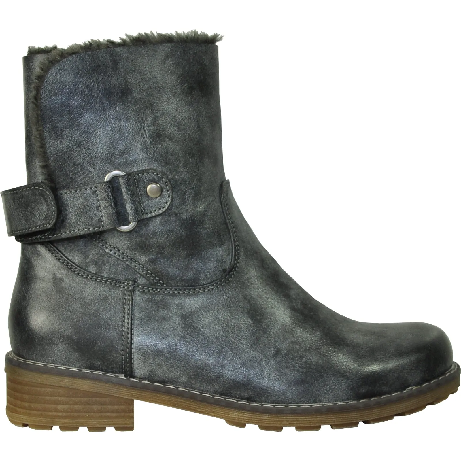 VANGELO Women Water Proof Boot HF9536 Ankle Winter Fur Casual Boot Coal Grey