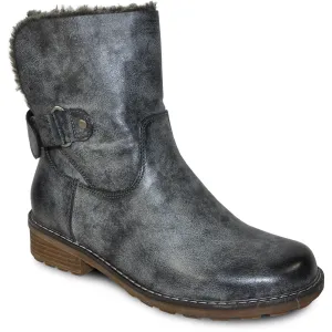 VANGELO Women Water Proof Boot HF9536 Ankle Winter Fur Casual Boot Coal Grey