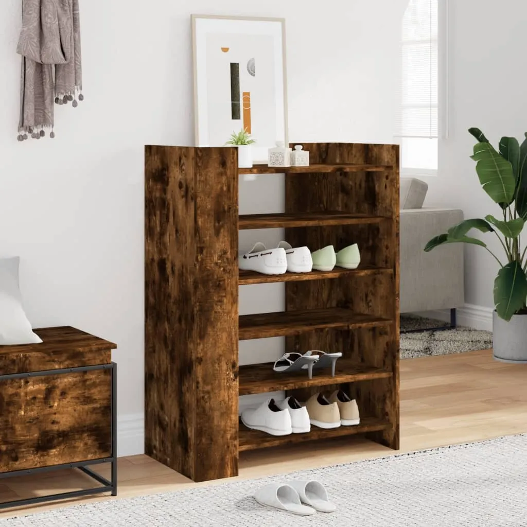 vidaXL Shoe Cabinet Smoked Oak 74.5x37.5x100 cm Engineered Wood