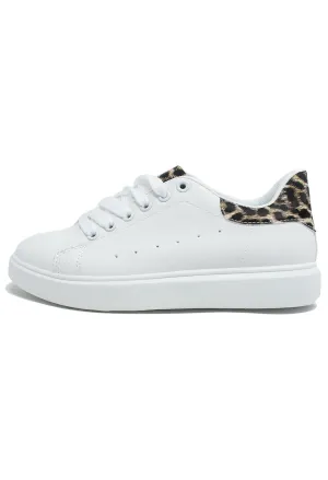 White and Leopard Print Trainer