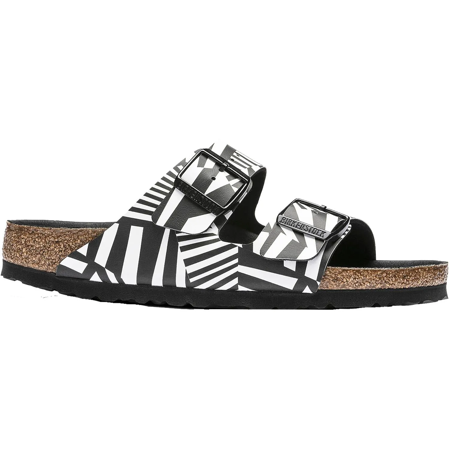 Women's Birkenstock Arizona Dazzle Camo Black White Birko-Flor