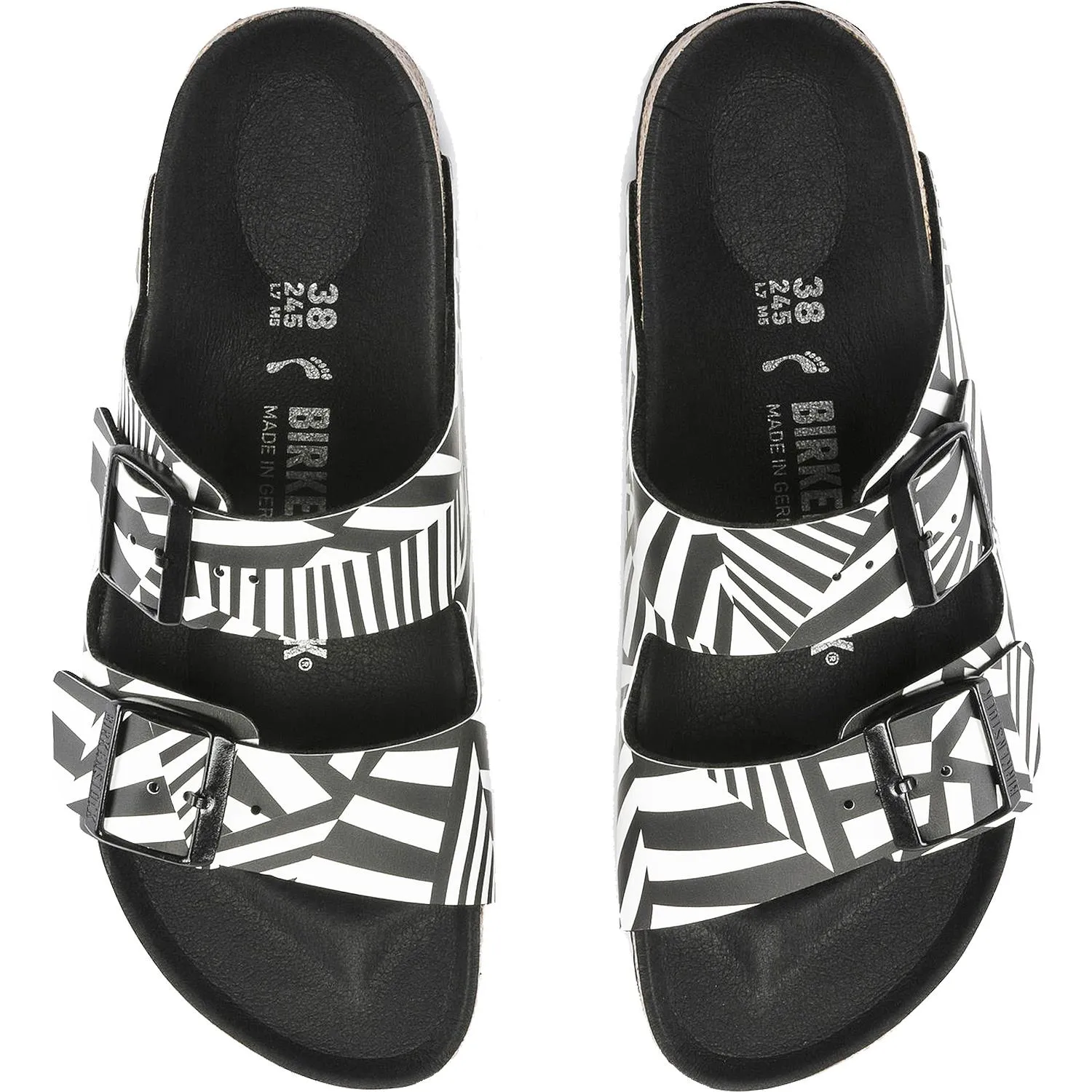 Women's Birkenstock Arizona Dazzle Camo Black White Birko-Flor