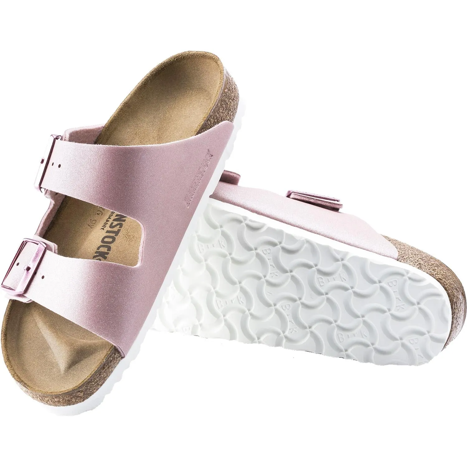 Women's Birkenstock Arizona Icy Metallic Old Rose Birko-Flor