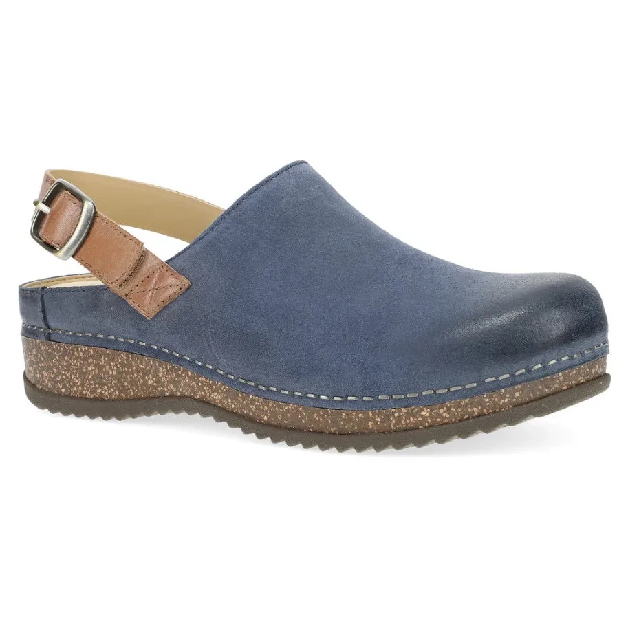 WOMEN'S DANKSO MERRIN 9605545300 COLOR: BLUE BURNISHED SUEDE MULE