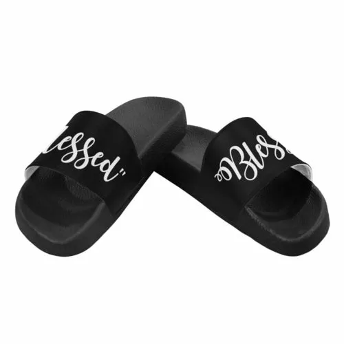 Womens Slides, Flip Flop Sandals, Blessed Print