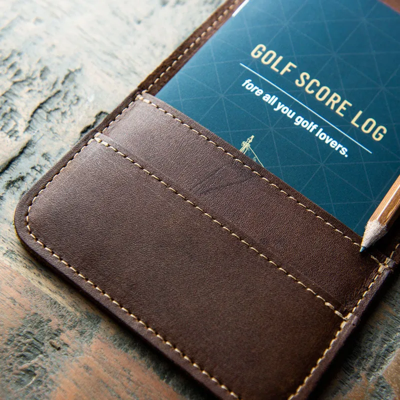 Your Logo   Our Leather - Fine Leather Golf Scorecard Holder and Logbook - Custom Logo and Corporate Gifting