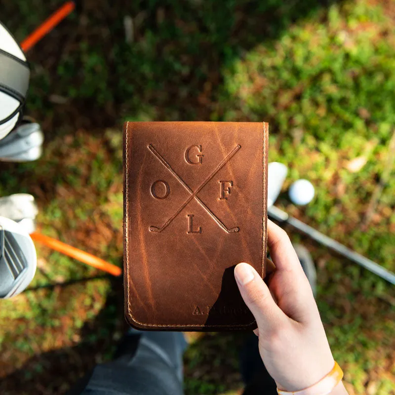 Your Logo   Our Leather - Fine Leather Golf Scorecard Holder and Logbook - Custom Logo and Corporate Gifting