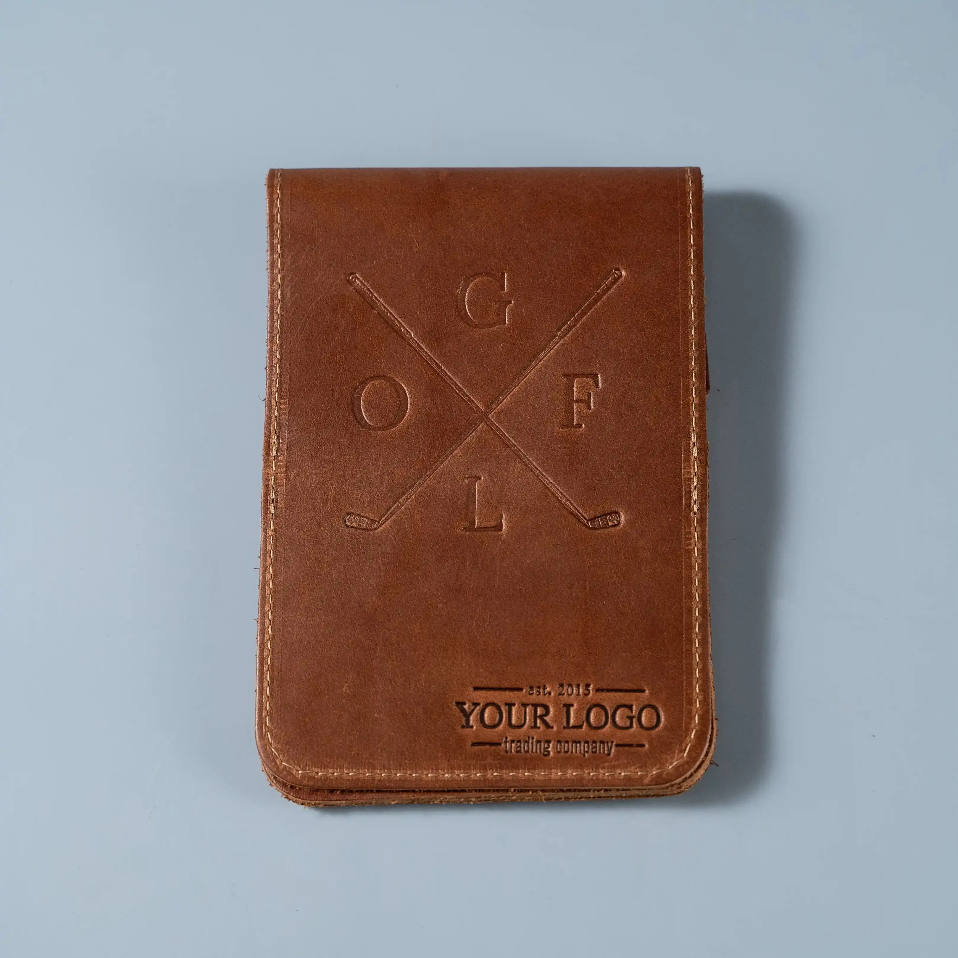 Your Logo   Our Leather - Fine Leather Golf Scorecard Holder and Logbook - Custom Logo and Corporate Gifting